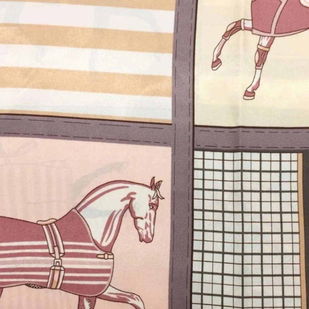 Equestrian Print Silk-Feel Head Scarf 35X35 - Picture 4 of 7